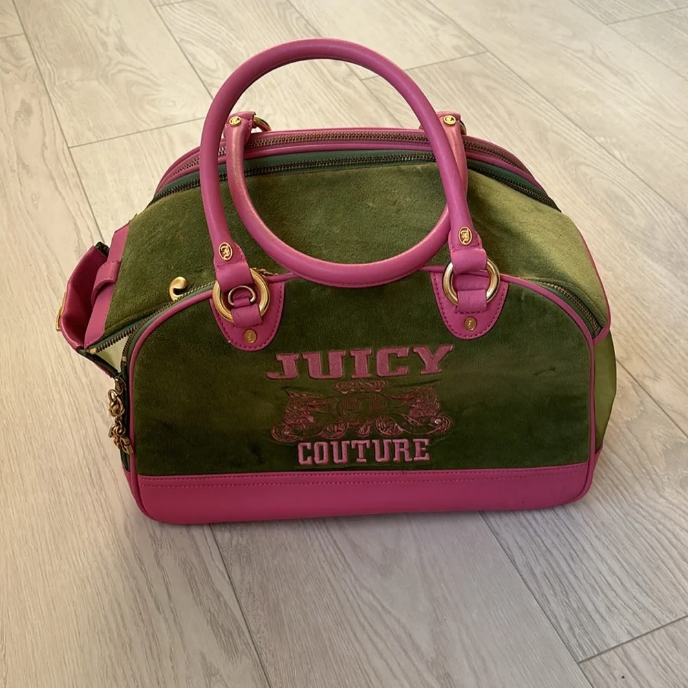 Juicy Couture Green and Pink Dog Carrier